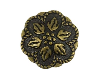 Metal Buttons – Antique Brass Peperomia Leaves Metal Shank Buttons - 17mm - 11/16 inch - 6 pcs