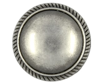 Metal Buttons - Gray Silver Roped Edge Domed Metal Shank Buttons - 23mm - 7/8 inch - 6 pcs