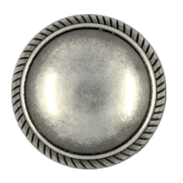 Metal Buttons - Gray Silver Roped Edge Domed Metal Shank Buttons - 23mm - 7/8 inch - 6 pcs