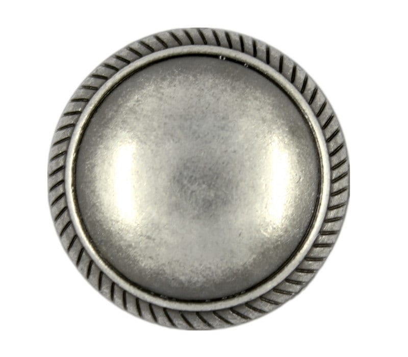 Metal Buttons - Gray Silver Roped Edge Domed Metal Shank Buttons - 23mm -  7/8 inch - 6 pcs