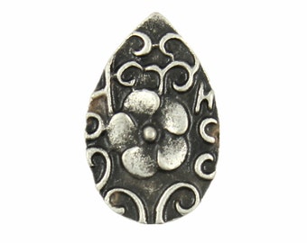 Botones - antiguo plata gota en forma de flor talla Metal caña - de metal - 11/16 pulg - 18mm 6 piezas