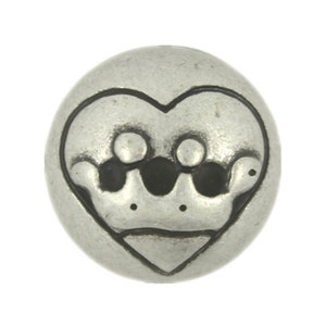 Metall-Knöpfe - Crown Herz Metall Schaft Knöpfe in Antik Silber-Farbe - 20mm - 3/4 Zoll - 3 Stück