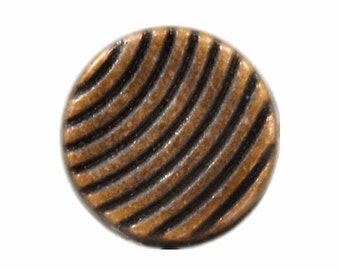Metal Buttons - Arc Lines Antique Copper Metal Shank Buttons - 7mm - 1/4 inch - 6 pcs