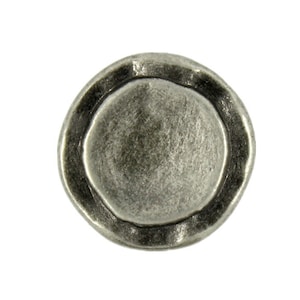 Metal Buttons - Rustic Circles Metal Shank Buttons in Gray Silver - 14mm - 9/16 inch - 6 pcs