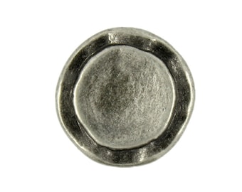 Metal Buttons - Rustic Circles Metal Shank Buttons in Gray Silver - 14mm - 9/16 inch - 6 pcs