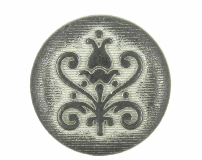 Metal Buttons - Vine Rose Gunmetal White Metal Shank Buttons - 20mm - 3/4 inch - 6 pcs