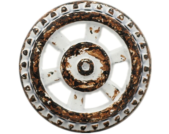 Steampunk Metal Buttons - Gear Metal Shank Buttons , White Rust Color - 23mm - 7/8 inch - 6 pcs