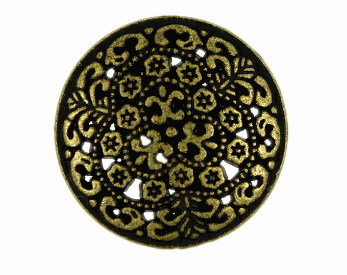 Metal Buttons - Antique Brass Hoya flower Metal Shank Buttons - 17mm - 11/16 inch - 6 pcs