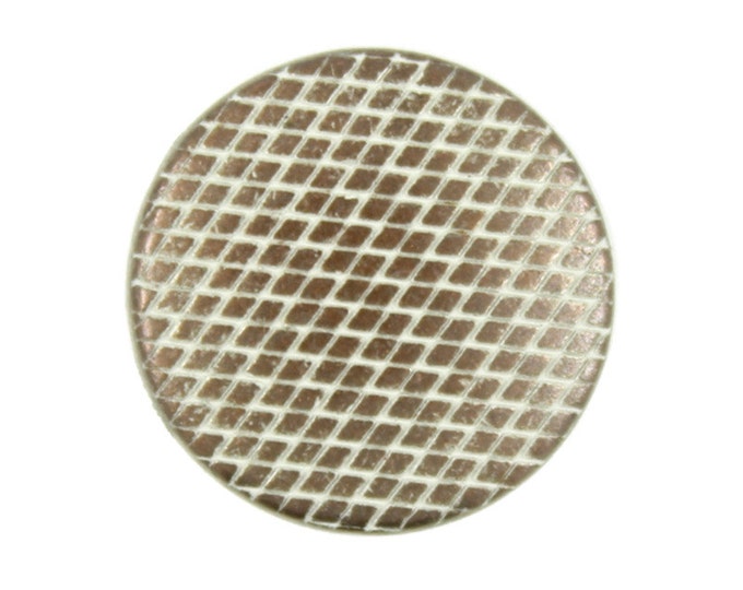 Metal Buttons - Beautiful Mesh Surface Copper White Metal Shank Buttons - 15mm - 5/8 inch - 6 pcs