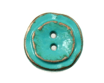 Metal Buttons - Lovely Retro Greenish Blue Metal Hole Buttons - 12mm - 1/2 inch - 6 pcs