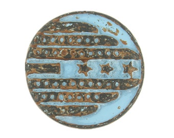 Metal Buttons – Pilots Emblem Medal Blue Patina Metal Shank Buttons - 20mm - 3/4 inch - 4 pcs