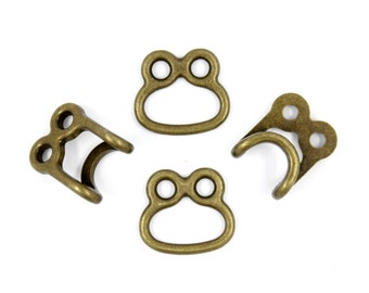 Simple Cloak Clasp Antique Brass Fasteners. 5 Pairs.
