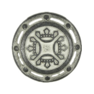 Metallknöpfe - Kronen-Muster Gunmetal Weiße Ösenknöpfe - 15 mm - 5/8 inch - 6 Stück