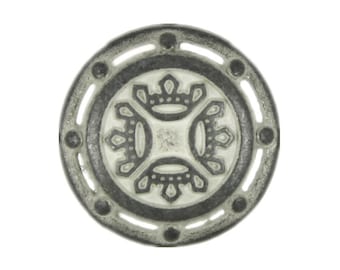 Metal Buttons - Crowns Pattern Gunmetal White Metal Shank Buttons  - 15mm - 5/8 inch - 6 pcs