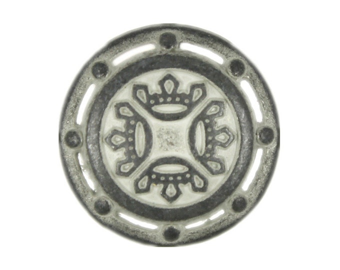 Metal Buttons - Crowns Pattern Gunmetal White Metal Shank Buttons  - 15mm - 5/8 inch - 6 pcs