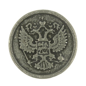 Metal Buttons - The Two-headed eagle emblem of the Byzantine Empire Retro Silver Metal Shank Buttons - 23mm - 7/8 inch - 16 pcs