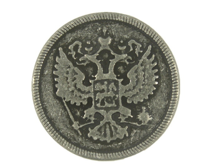 Metal Buttons - The Two-headed eagle emblem of the Byzantine Empire Retro Silver Metal Shank Buttons - 23mm - 7/8 inch - 16 pcs