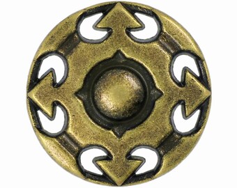 Compass Antique Brass Metal Buttons - 21mm - 13/16 inch - 6 pcs