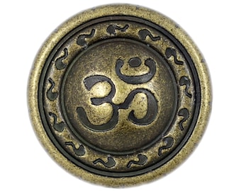OM Antique Brass Metal Buttons - 21mm - 13/16 inch - 6 pcs