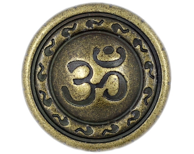 OM Antique Brass Metal Buttons - 21mm - 13/16 inch - 6 pcs