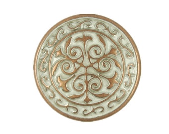 Metal Buttons - Celtic Flower Copper Patina Metal Shank Buttons - 22mm - 7/8 inch - 6 pcs