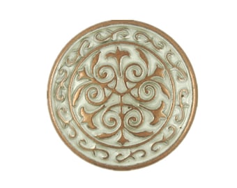 Metal Buttons - Celtic Flower Copper Patina Metal Shank Buttons - 22mm - 7/8 inch - 6 pcs