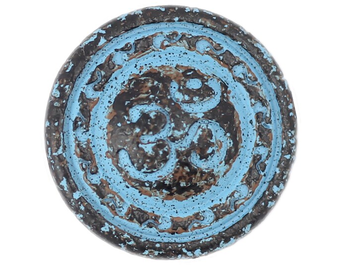OM Blue Patina Metal Buttons - 21mm - 13/16 inch - 6 pcs