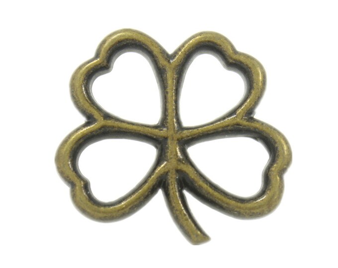 Metal Buttons - Clover Openwork Antiqued Brass Metal Shank Buttons - 20mm - 3/4 inch - 6 pcs