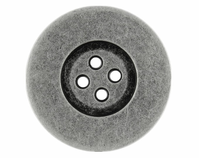 Large Antique Silver Metal Buttons - 33mm - 1 1/4 inch - 4 pcs