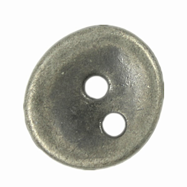 Metal Buttons - Asymmetric Gray Silver Hole Buttons - 15mm - 5/8 inch - 6 pcs