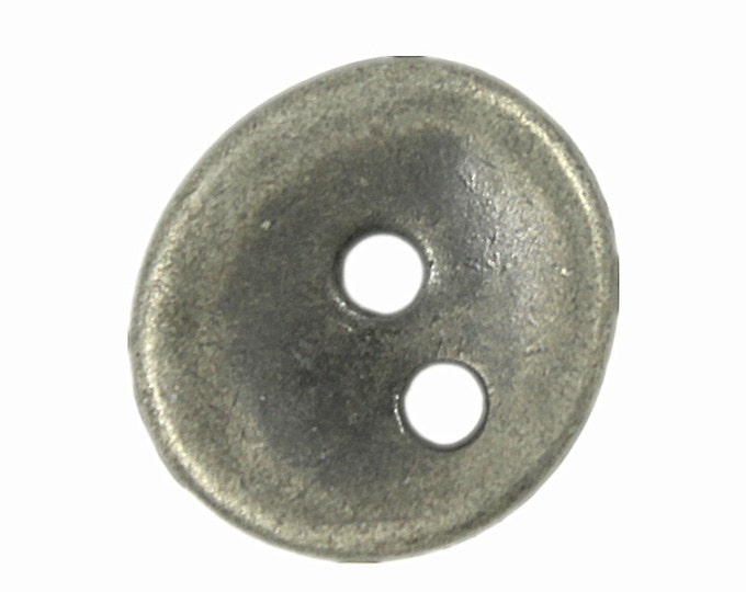 Metal Buttons - Asymmetric Gray Silver Hole Buttons - 15mm - 5/8 inch - 6 pcs