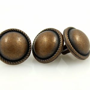 Metal Buttons - Copper Domed Metal Shank Buttons - 10mm - 3/8 inch - 6 pcs