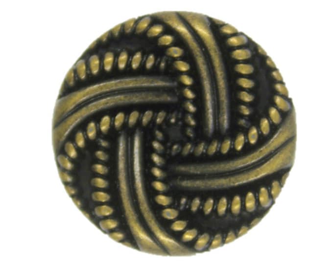 Metal Buttons - Swirl Ribbon Knot Metal Shank Buttons in Antique Brass Color - 23mm - 7/8 inch - 4 pcs