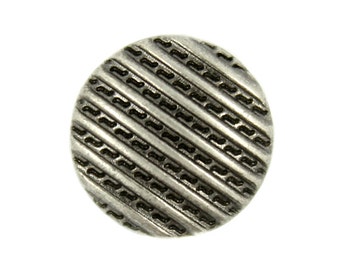 Metal Buttons - Beautiful Parallel Lines Gray Silver Metal Shank Buttons - 10mm - 3/8 inch - 6 pcs