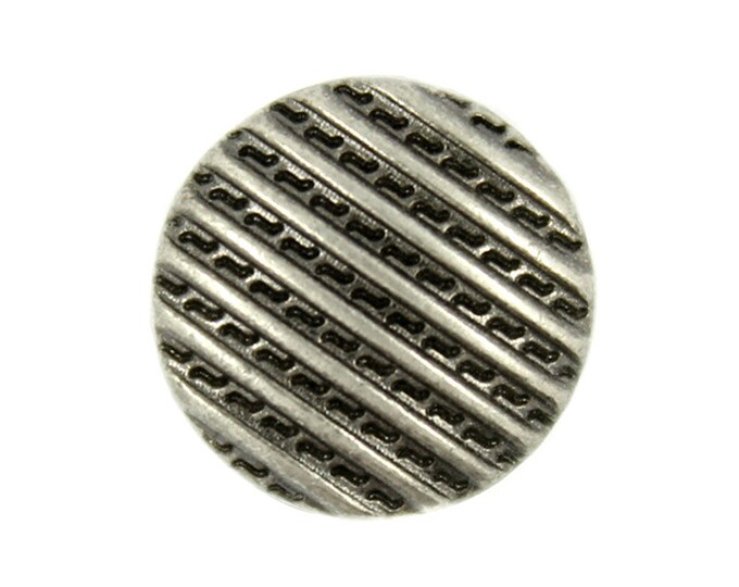 Metal Buttons - Beautiful Parallel Lines Gray Silver Metal Shank Buttons - 10mm - 3/8 inch - 6 pcs