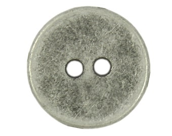 Metal Buttons - Antique Silver Hole Buttons - 15mm - 5/8 inch - 6 pcs