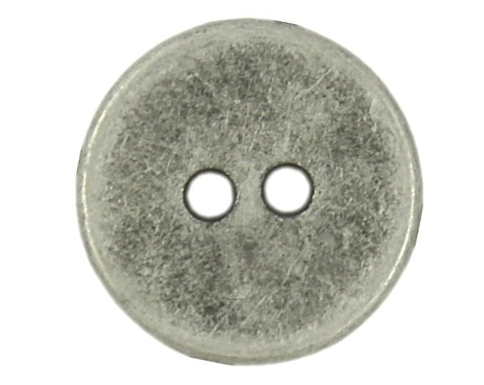 Metal Buttons - Antique Silver Hole Buttons - 15mm - 5/8 inch - 6 pcs