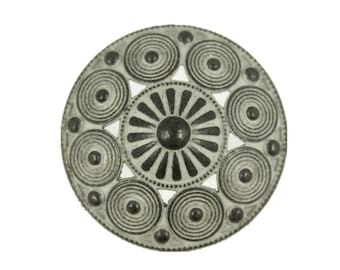 Metal Buttons - Fancy Openwork Conical Metal Shank Buttons in Gunmetal White Color - 22mm - 7/8 inch - 6 pcs