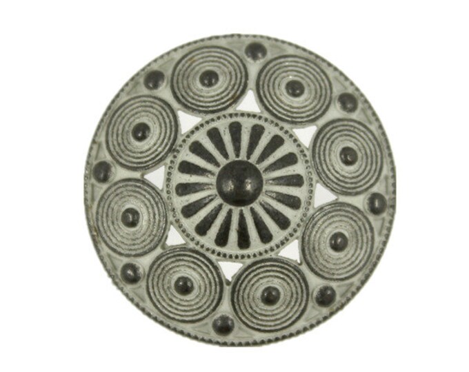 Metal Buttons - Fancy Openwork Conical Metal Shank Buttons in Gunmetal White Color - 22mm - 7/8 inch - 6 pcs