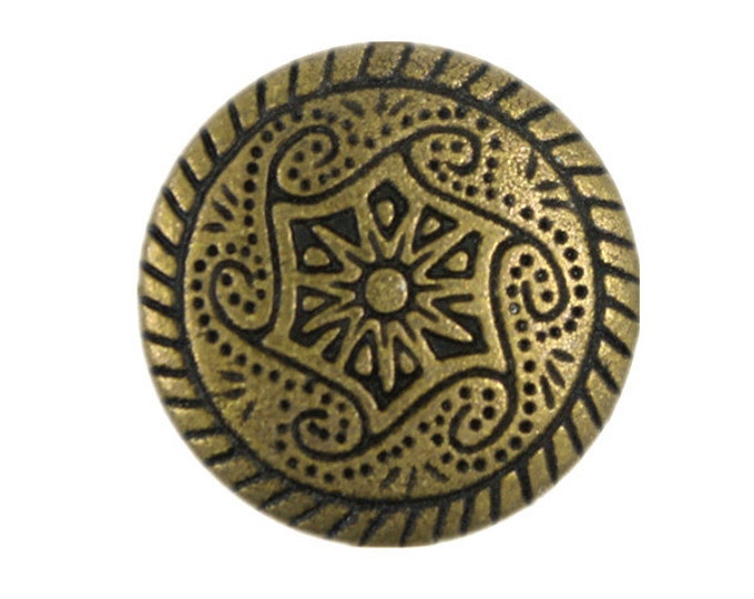 Metal Buttons - Delicate Celtic Mandala Pattern Retro Brass Metal Shank Buttons - 18mm - 11/16 inch - 6 pcs