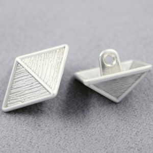 Metal Buttons - Square Cone Matte Silver Metal Shank Buttons - 15 Mm ...