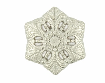 Metal Buttons - Silver Snowflake Metal Shank Buttons - 20mm - 3/4 inch - 6 pcs
