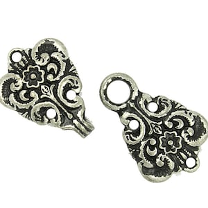 HOOK And EYE Fasteners - Baroque Swirl Cloak Clasp Retro Silver Fasteners. 2 Pairs.