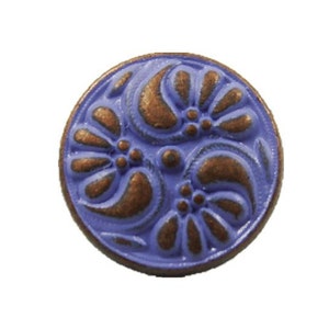 Metal Buttons - Copper Flower Swirl Metal Shank Buttons in Purple Color - 11mm - 7/16 inch - 6 pcs
