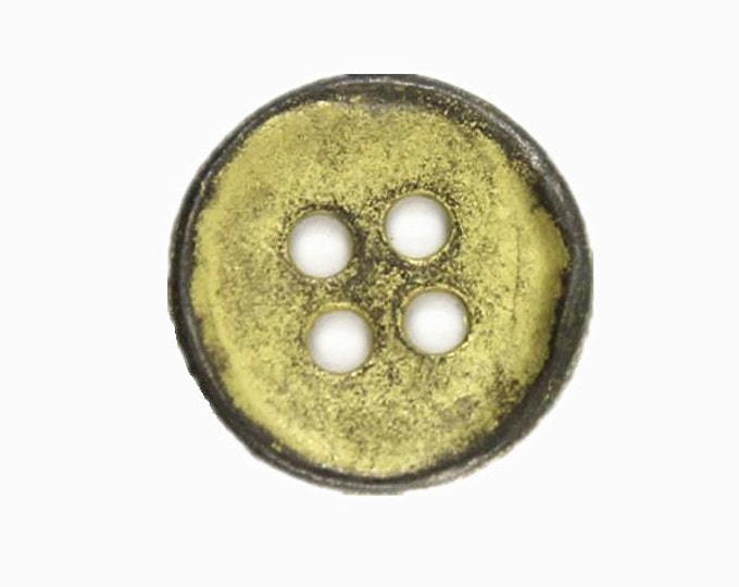 Metal Buttons - Gunmetal Yellow Metal Hole Buttons - 13mm - 1/2 inch - 6 pcs