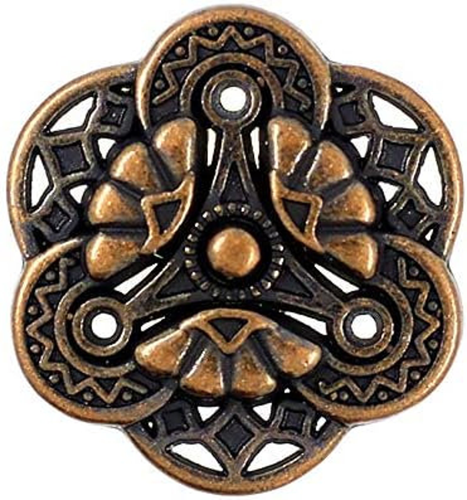 Goth Buttons Flower Metal Buttons - Gothic Flower Art Antique Copper Metal Shank ...