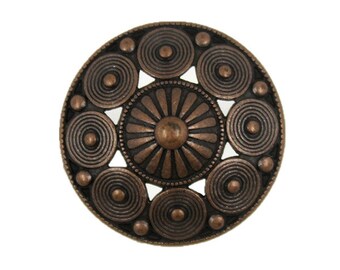 Metal Buttons - Fancy Openwork Conical Metal Shank Buttons in Antiqued Copper Color - 22mm - 7/8 inch - 6 pcs