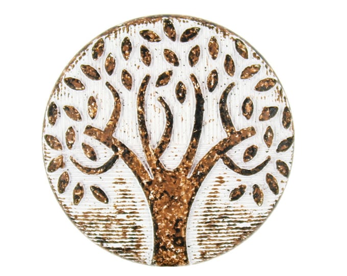 Metal Buttons - The Big Tree White Rust Metal Shank Buttons - 25mm - 1 inch - 6 pcs