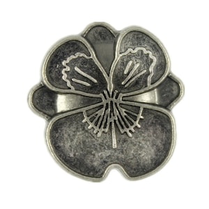 Pansy Metal Buttons - Gray Silver Color Pansy Metal Shank Buttons - 18mm - 11/16 inch - 6 pcs