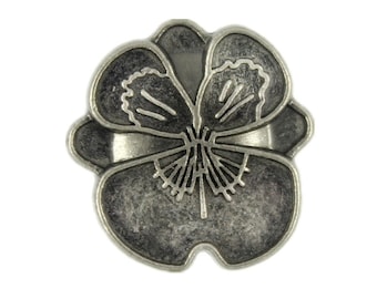 Pansy Metal Buttons - Gray Silver Color Pansy Metal Shank Buttons - 18mm - 11/16 inch - 6 pcs